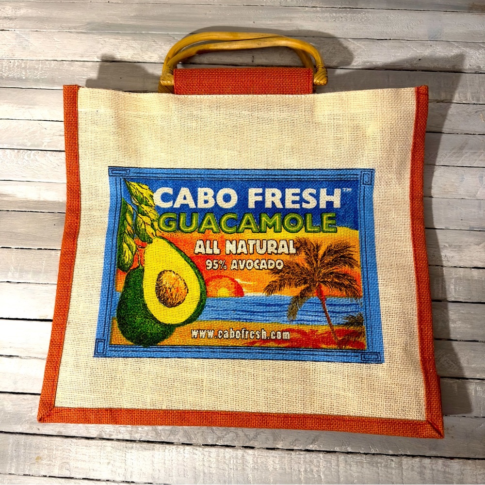 Cabo Tote Natural Bag Avocado Bamboo Handles
